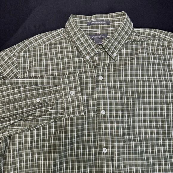 Eddie Bauer Mens Wrinkle Free Relaxed Fit Buton Up Long Sleeve Shirt Size Large - Picture 2 of 6